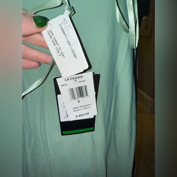 NWT La Femme Green Sage Lace Dress Size 6 - Picture 10 of 11